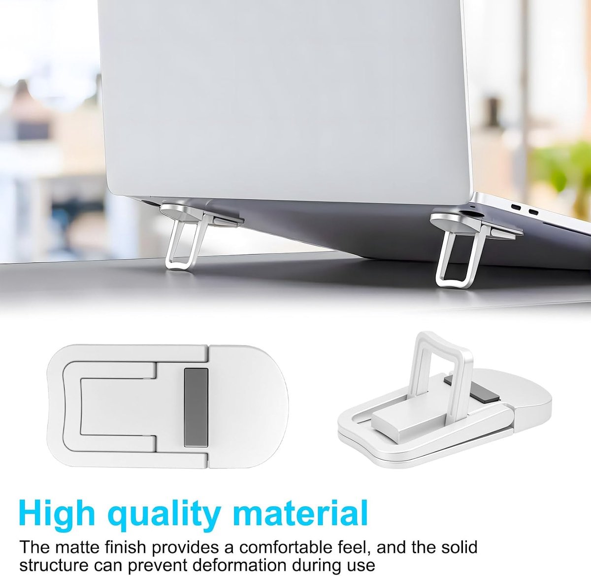 4 stuks laptopstandaard, in hoogte verstelbaar, laptopstandaard voor bureau, draagbare onzichtbare laptopstandaard, 2 niveaus instelbaar, zelfklevende laptophouder voor notebook, laptops