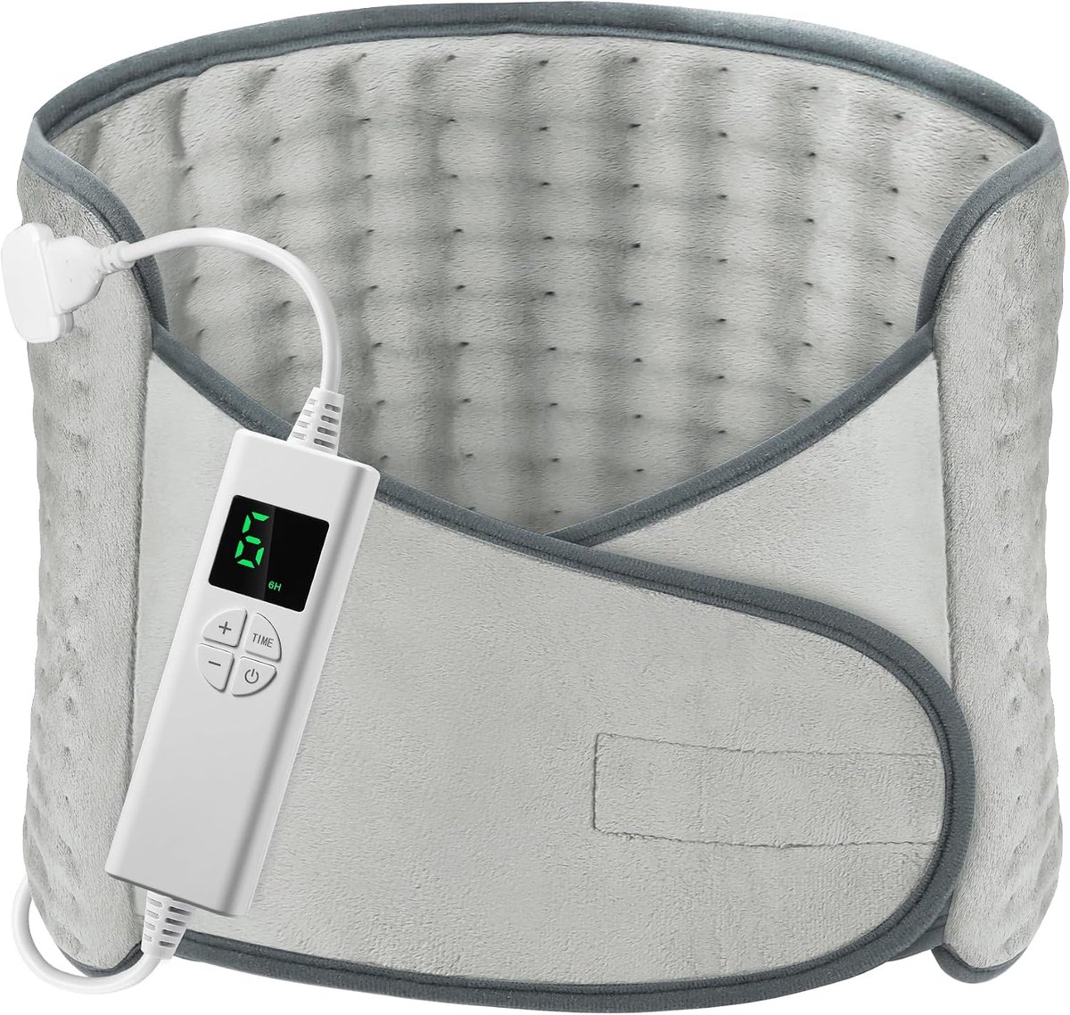 Verwarmkussen OneAmg 126x30cm Verwarmde Riem voor Rug 6 Warmteniveaus & Automatische Uitschakeling Wasbaar Velcro-Riem voor Nek, Rug & Buik Lichtgrijs