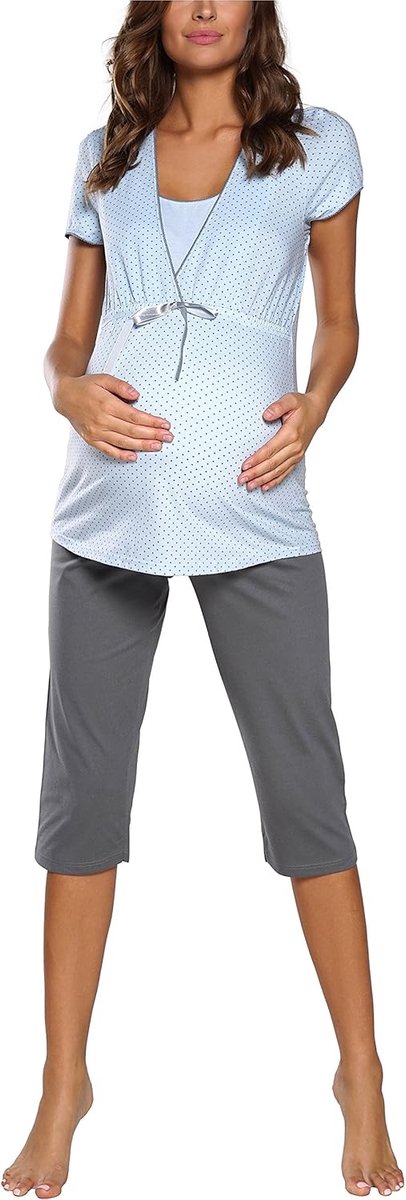 Fashion Zwangerschapsset met Pyjama | Loungewear voor Thuis of Ziekenhuis | Katoenen Top en Broek | Comfort voor Moeders en Borstvoeding S-XXL