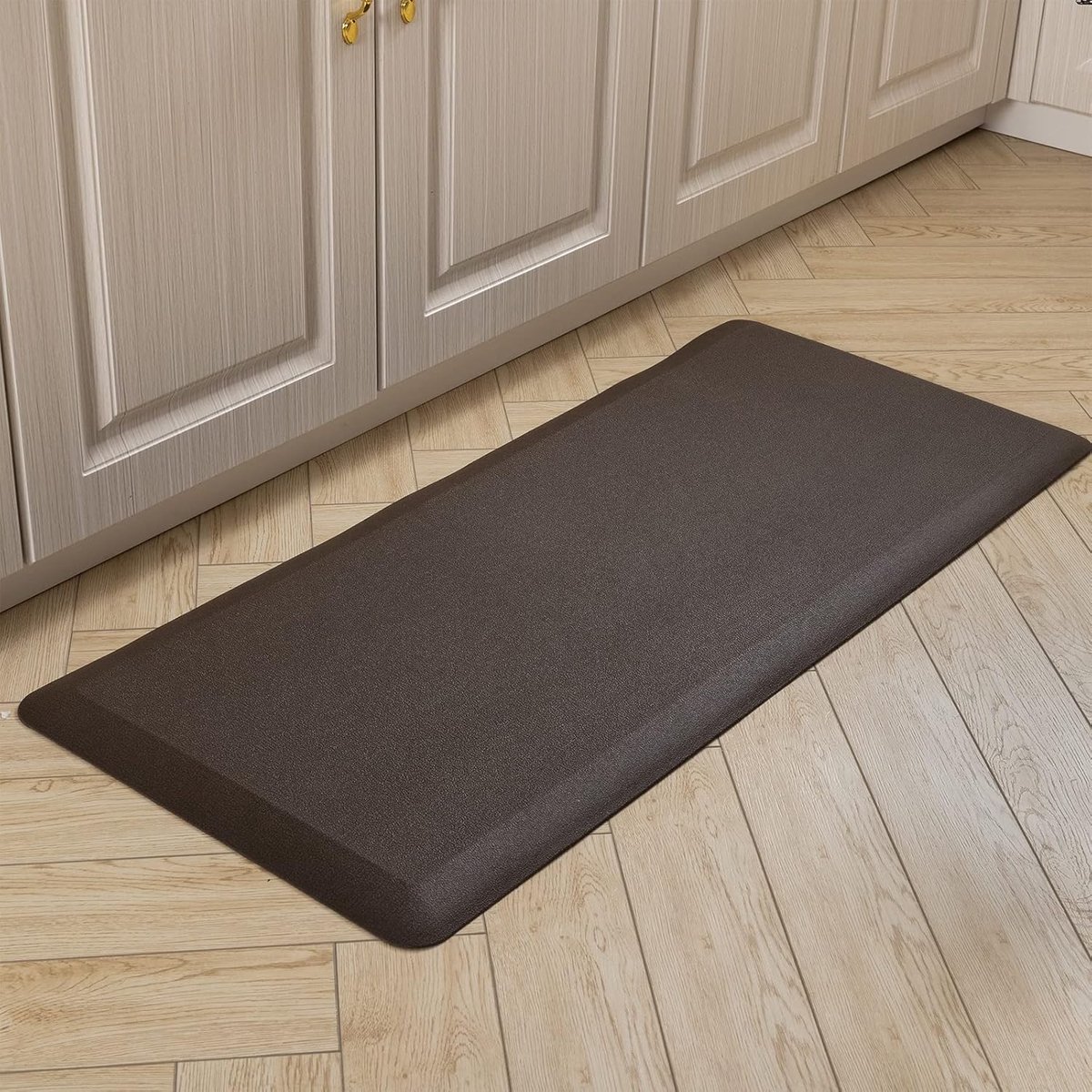 Anti-vermoeidheid keukenmat 20 mm dikke gewatteerde keuken staande matten vloermatten PVC waterdichte loper tapijt voor staand bureau, keuken, kantoor (bruin, 44 x 99 x 2 cm)