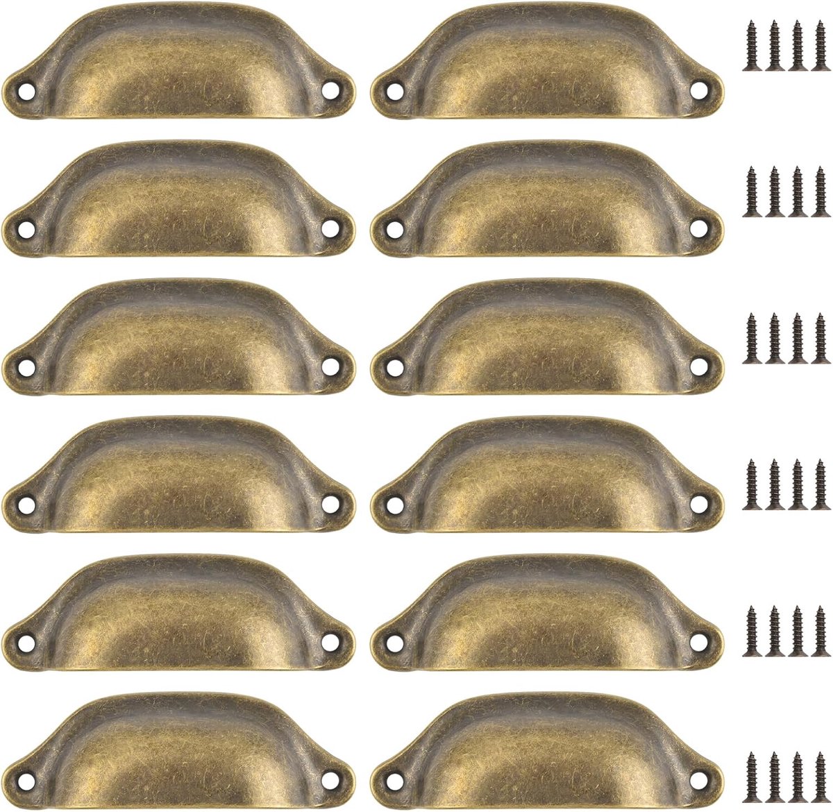 Antieke schelpvormige trekgreep, 12 stuks vintage keukenkasten meubels kledingkast medicijnkast bronzen beker ladegrepen voor meubels kledingkast kast