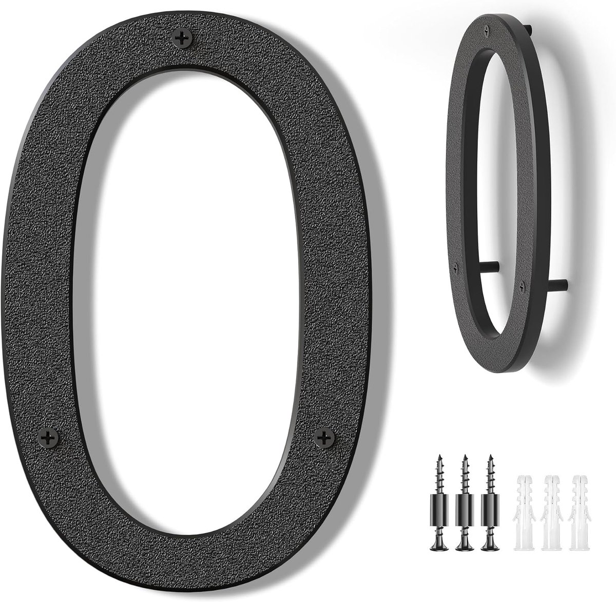 Huisnummers Grote Deur Nummer 10 inch/25 cm - Moderne Huisnummers Zwart Plastic Buitenkant Voordeur Straat - Adresnummers 0