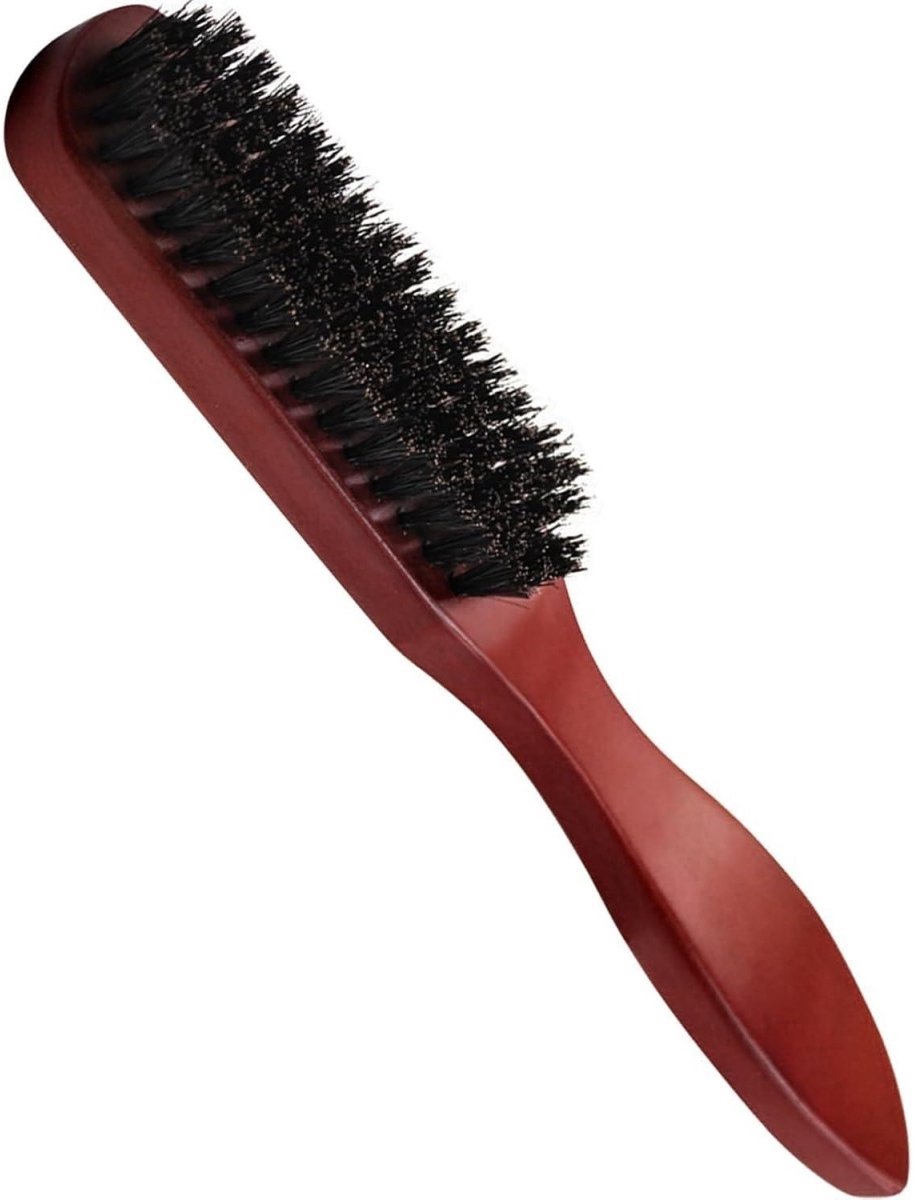 SSTRWGOOD Borstel met zwijnenhaar – Unisex – Haarborstel – Krulborstel – Ontwarrende borstel – Geschikt voor ontwarren en stylen – Geschikt voor haar- en baardverzorging – Houten afwerking in roodbruin
