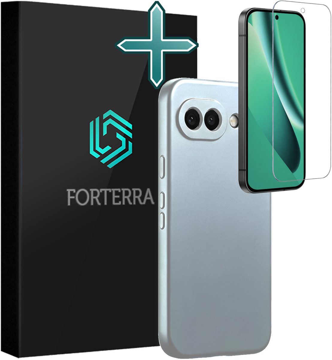 Hoesje Met Screenprotector - Geschikt voor Google Pixel 10a - Sterk & Shockproof - Telefoon Hoes - Back Cover - Siliconen Case - Lichtblauw