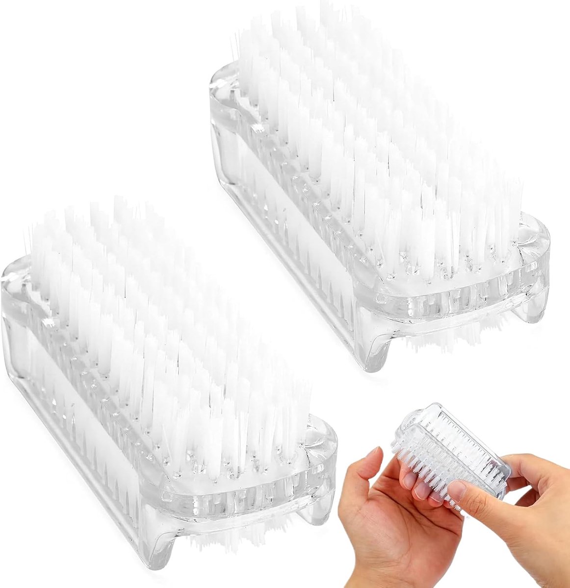 2 stuks dubbelzijdige nagelborstel, handborstel, nagelborstel, handborstel, handwasborstel, transparante vingernagelborstel, nagelborstel, voor reiniging van handnagels, badkamer, wastafel