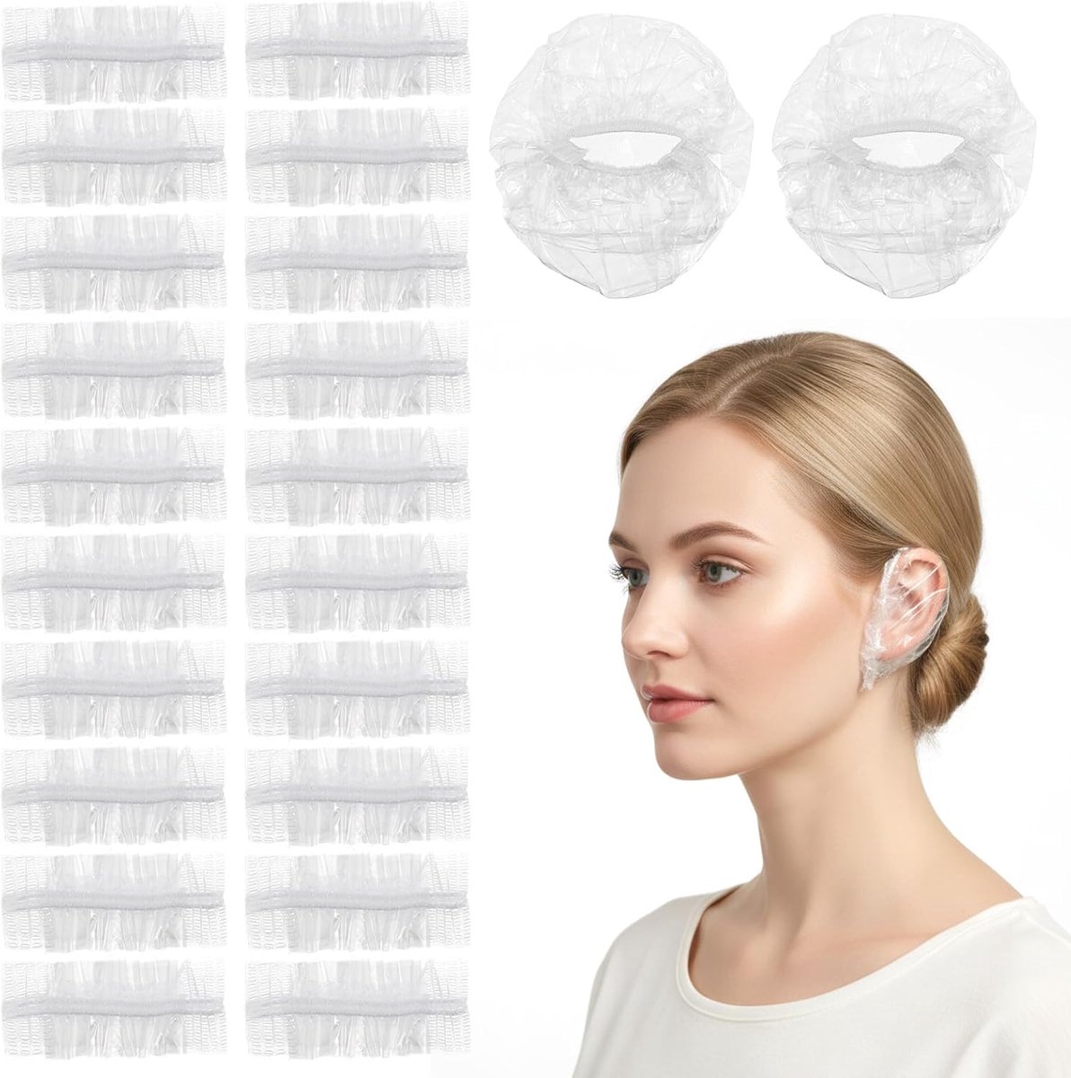 Oorbeschermers, waterdicht, transparante kunststof oorbescherming met elastische banden, voor douche, baden, spa, thuis, hotel, kapsalon, haarkleuring