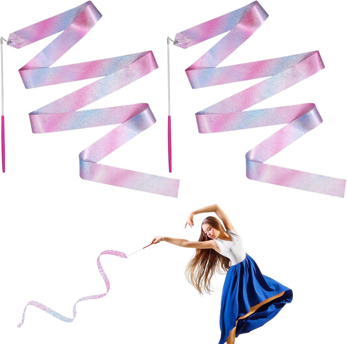 4 m, voor kinderen, gymnastiek, roze, pailletten, vorm 2 stuks
