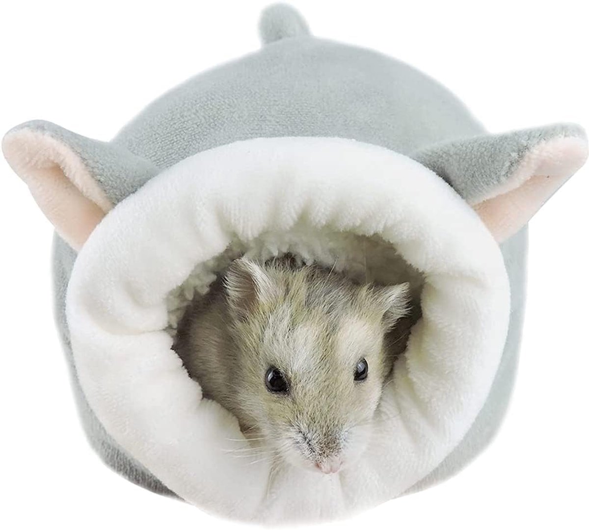 Hamsterbed, mini-zacht en warm hamsterhuis, leuk antislip hamster slaapnest kleine dieren beddengoed huis voor mini-egels, dwerghamsters en kleine huisdieren (grijs)