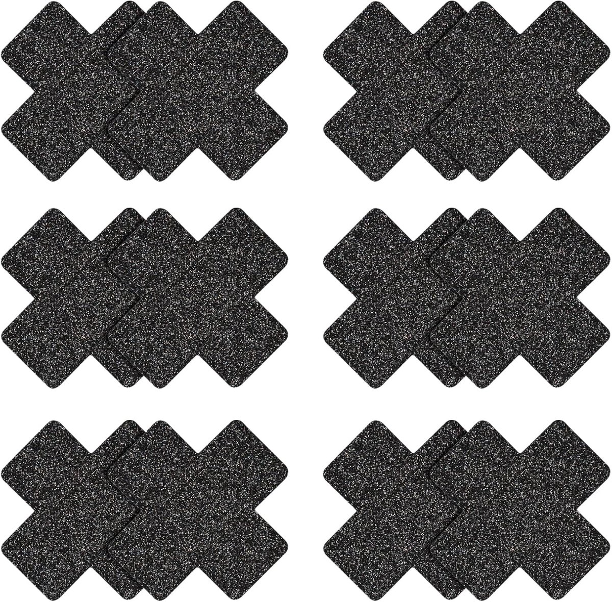 6 paar wegwerp-tepelafdekkingen, zwart, wegwerpstickers, kruis-tepelafdekking, onzichtbare tepelafdekking, tepelafdekkingen, tepelafdekkingen voor dames en meisjes, Zwart, M
