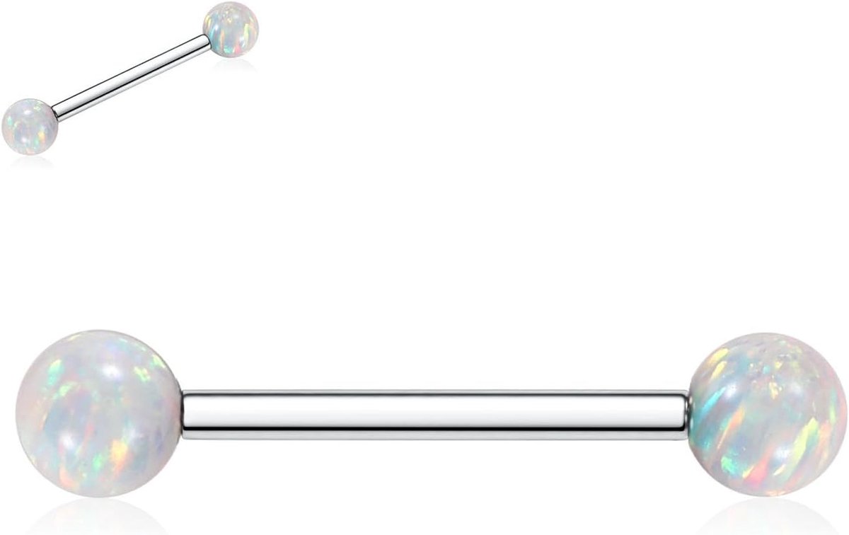 14G tepel- en tongpiercings, G23 titanium tepelpiercings, rechte barbells, tepel- en tongpiercing van 12-18 mm