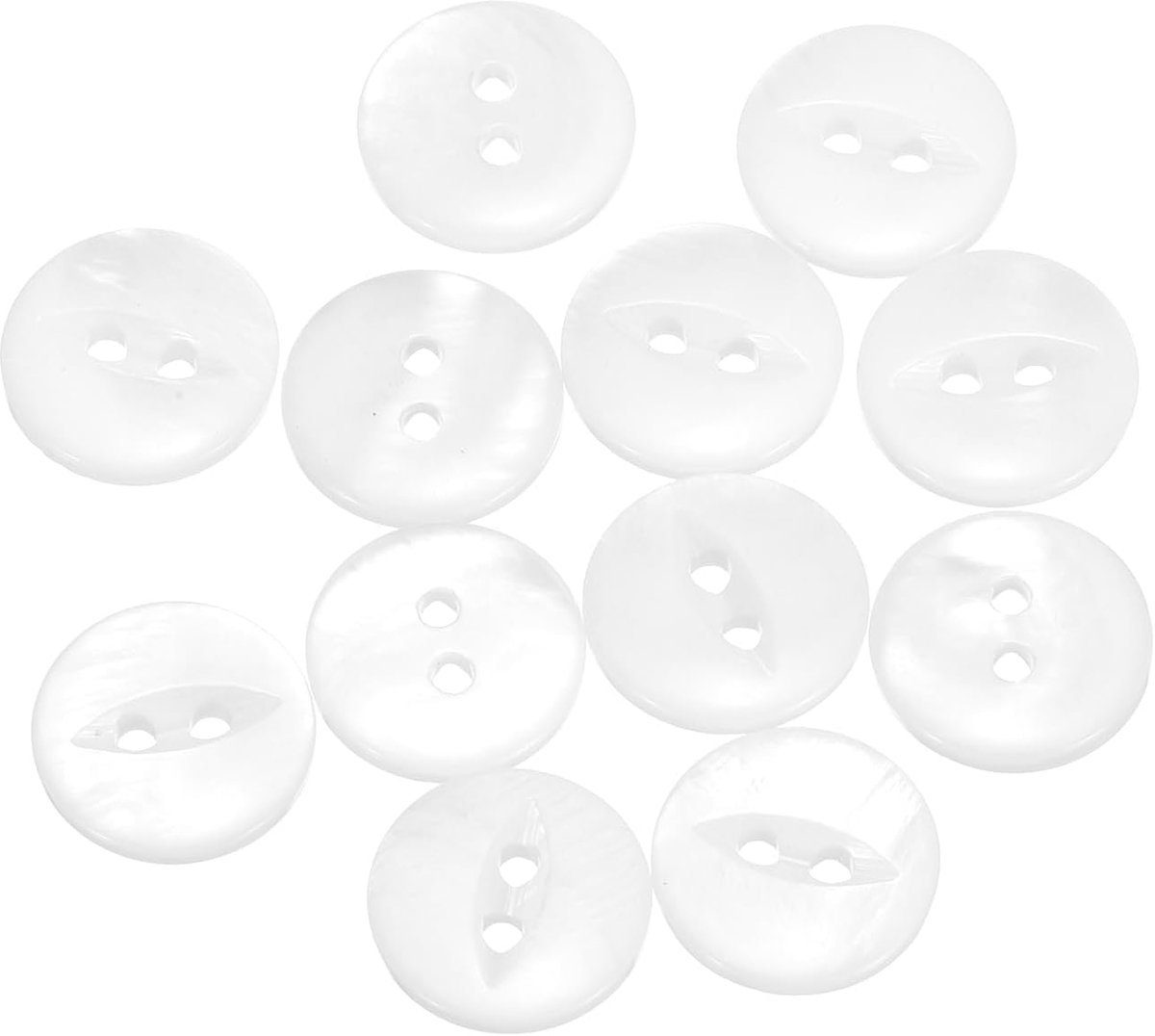 Knopen van natuurlijk parelmoer, 2 gaten 12 mm, parelmoer, visoogknop voor shirt, jas, jas, jeans, rok, jurk, naaien, handwerk, doe-het-zelf, decoratie, wit