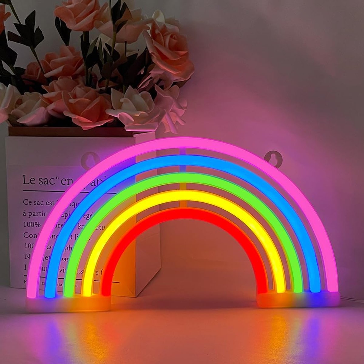 Neon Sign LED Regenboog Neon Licht Teken Batterij of USB Aangedreven Muur Decor Neon Licht Teken LED Neon Licht voor Verjaardagsfeest Slaapkamer Decor Neon Licht voor Vrienden Kinderen