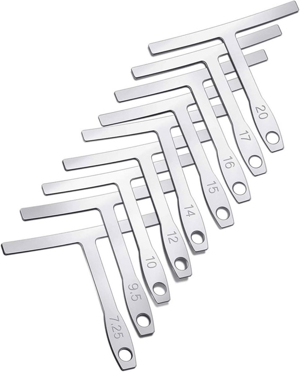 gitaar meetinstrument, radius liniaal gauge, basbrug toetszadel, 9 stuks
