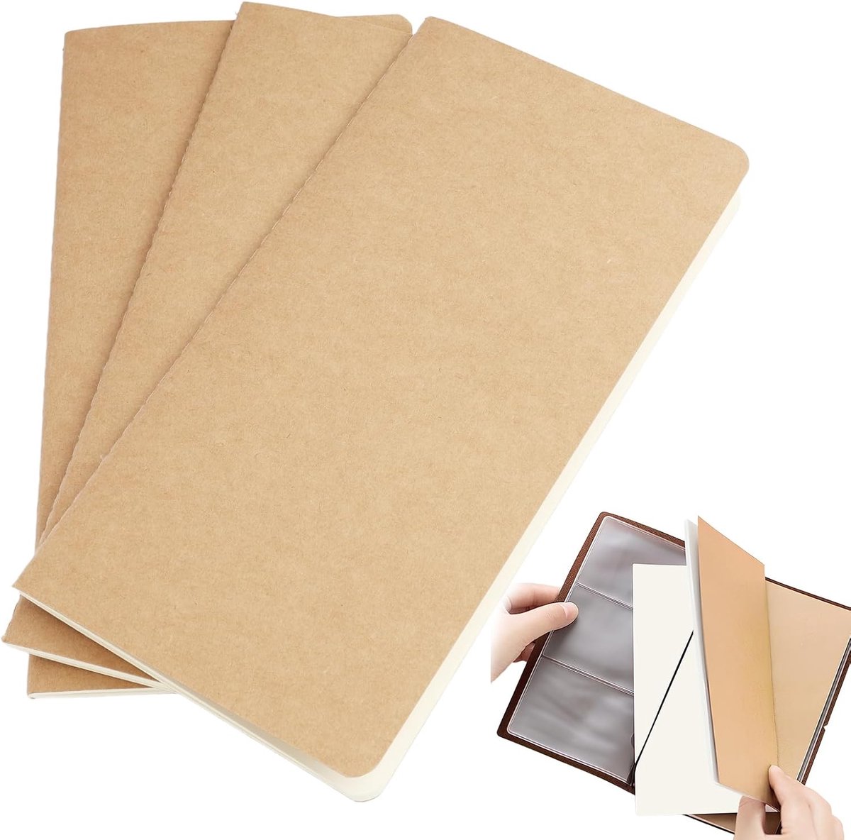 3 reservementen 21 x 11 cm, papier voor notities, planner, navulpapier voor planner, planner, planner, schetsen, reisdagboek