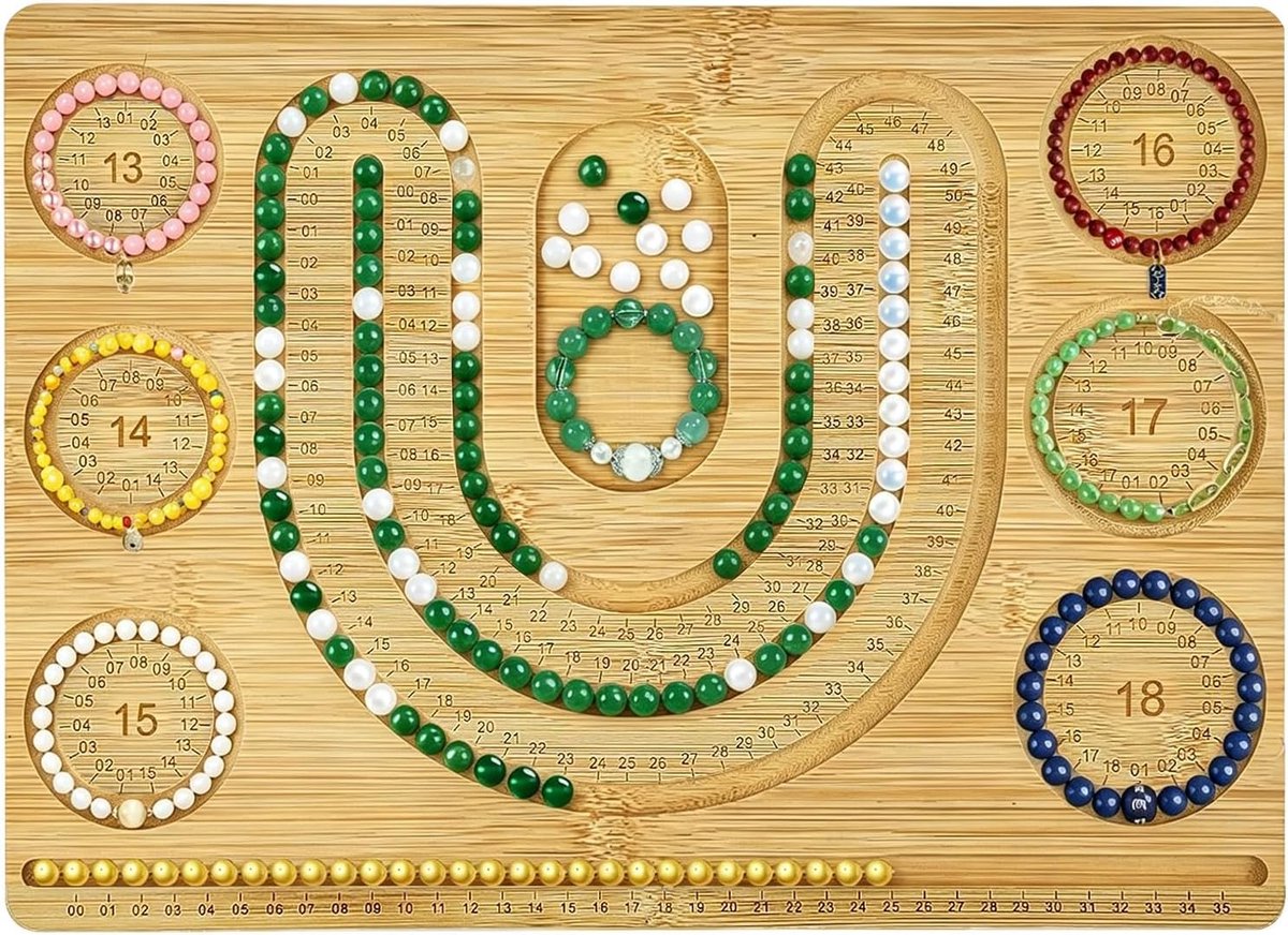 Kralenplank voor armbanden, houten kralenplank, bamboe kralenplank voor het maken van sieraden, doe-het-zelf kralendienbladen, kralenborduurgereedschap, voor armbanden, halskettingen, sieraden maken