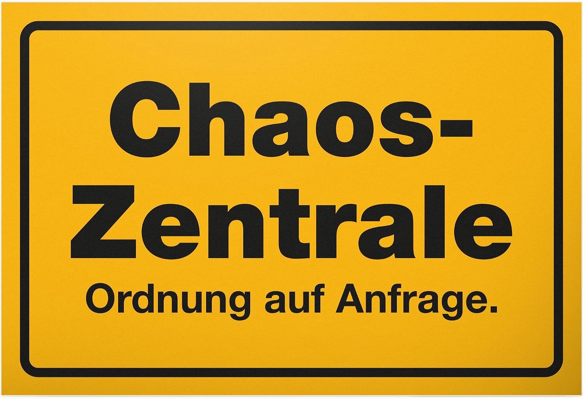 Chaos Centrale - bord kunststof 30 x 20 cm - spreukenbord verjaardagscadeau deurbordje grappige spreuk - cadeau party party decoratie kantoor cadeau-idee collega's vrienden