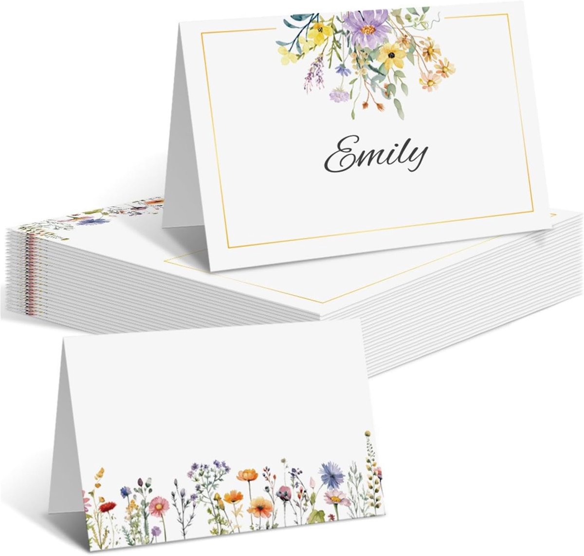 Plaatskaartjes voor tafeldecoratie, bloemrijke naamkaartjes voor bruiloft, verloving, bruidsdouche, verjaardagsfeest (Stijl1)