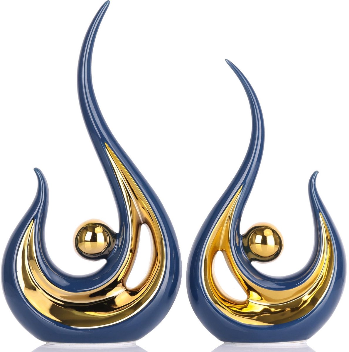 Omgoods - Keramische Abstracte Beeldjes voor Decoratie, Set van 2