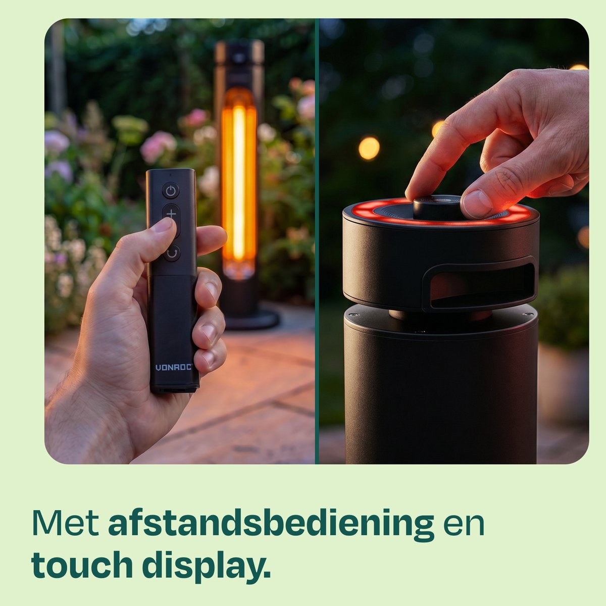 VONROC Staande Terrasverwarmer Panarea 2000W – Patio heater - Golden Carbon infrarood verwarmingselement – zwenkfunctie - Incl. afstandsbediening – foto 6