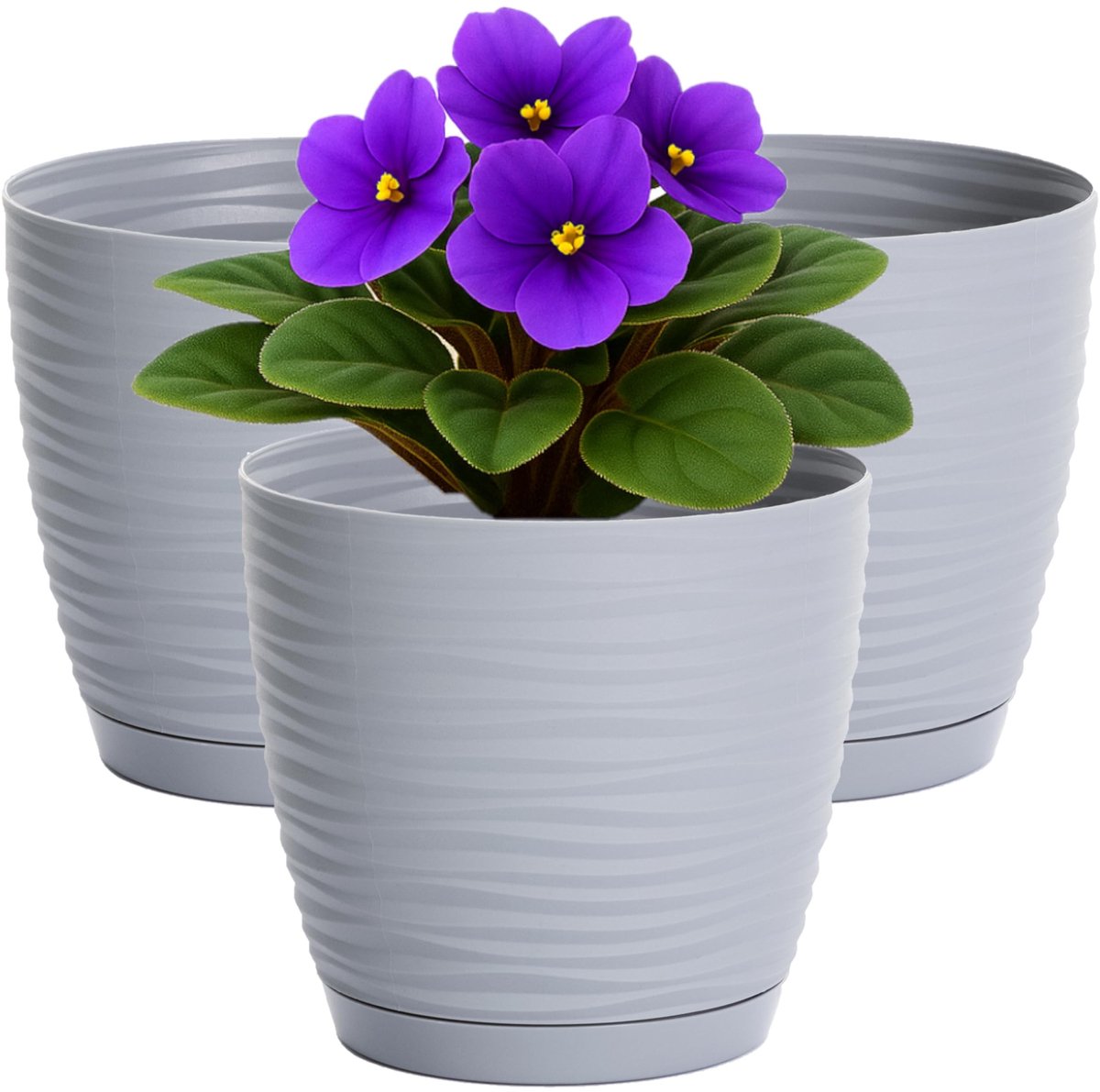 Omgoods - Set van 3 Decoratieve 3D Effect Plant Potten Ø27 cm