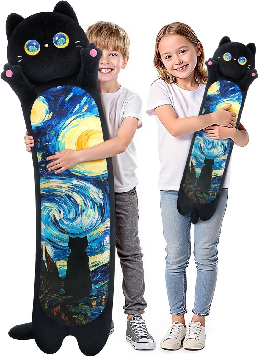 Omgoods - Zachte Knuffel Kat Kussen 50cm Lang Pluche Comfortabel Cadeau