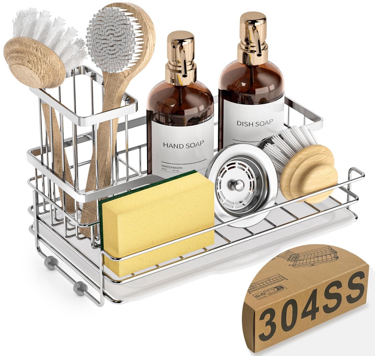 Omgoods - RVS Keuken Organizer met Grote Capaciteit en Antislip Basis