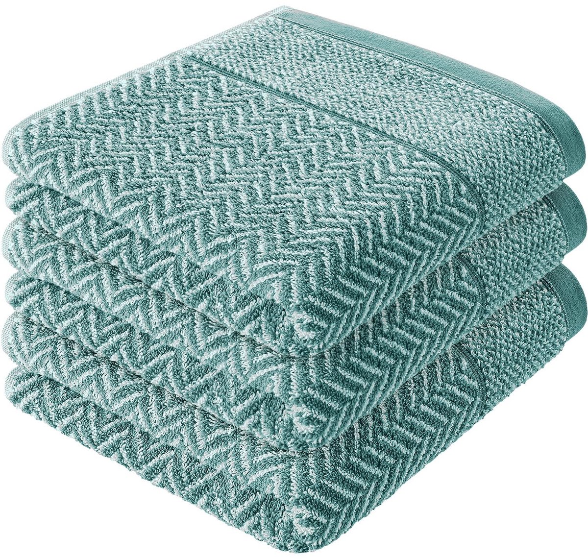 Omgoods - Handdoekenset van 3 - 50x100 cm - 100% Katoen - Groen Patroon
