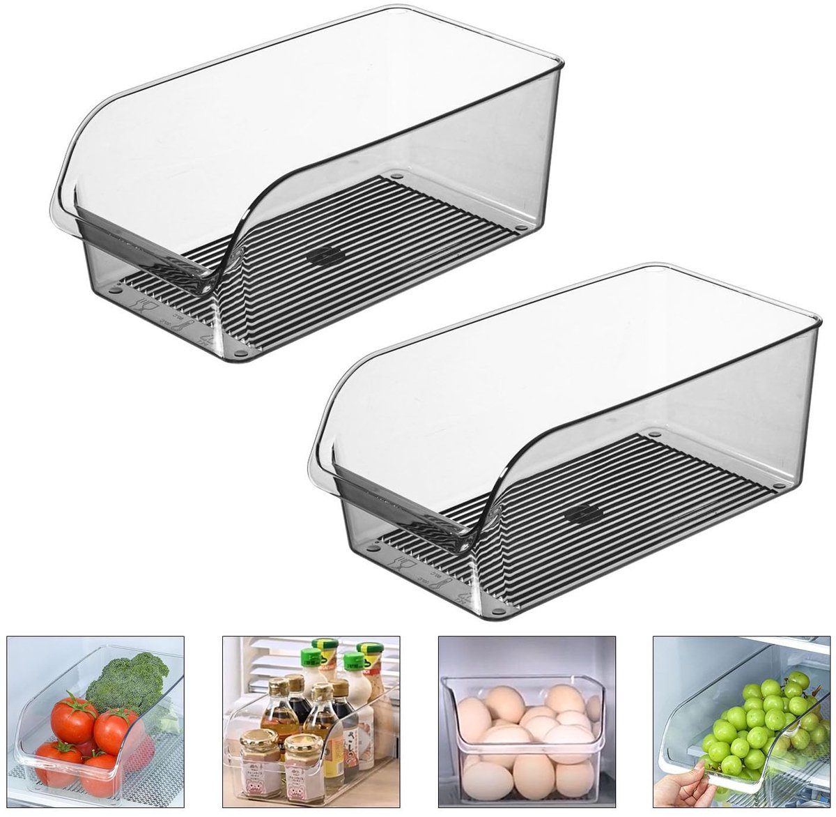 Omgoods - Set van 2 Koelkast Organizers, BPA Vrij en Duurzaam