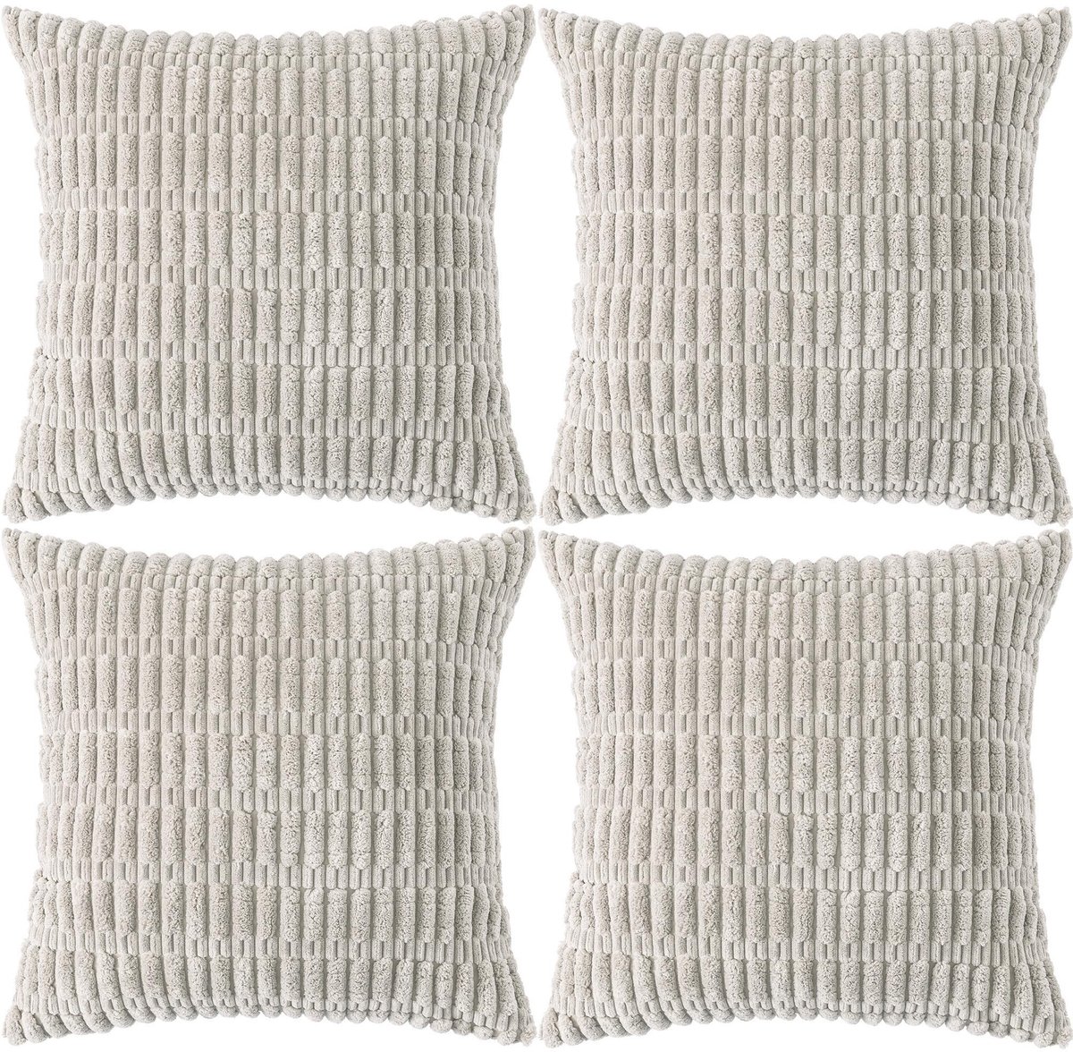 Omgoods - Set van 4 Corduroy Kussenhoezen - Lichtgroene Decoratieve Hoes 45x45cm