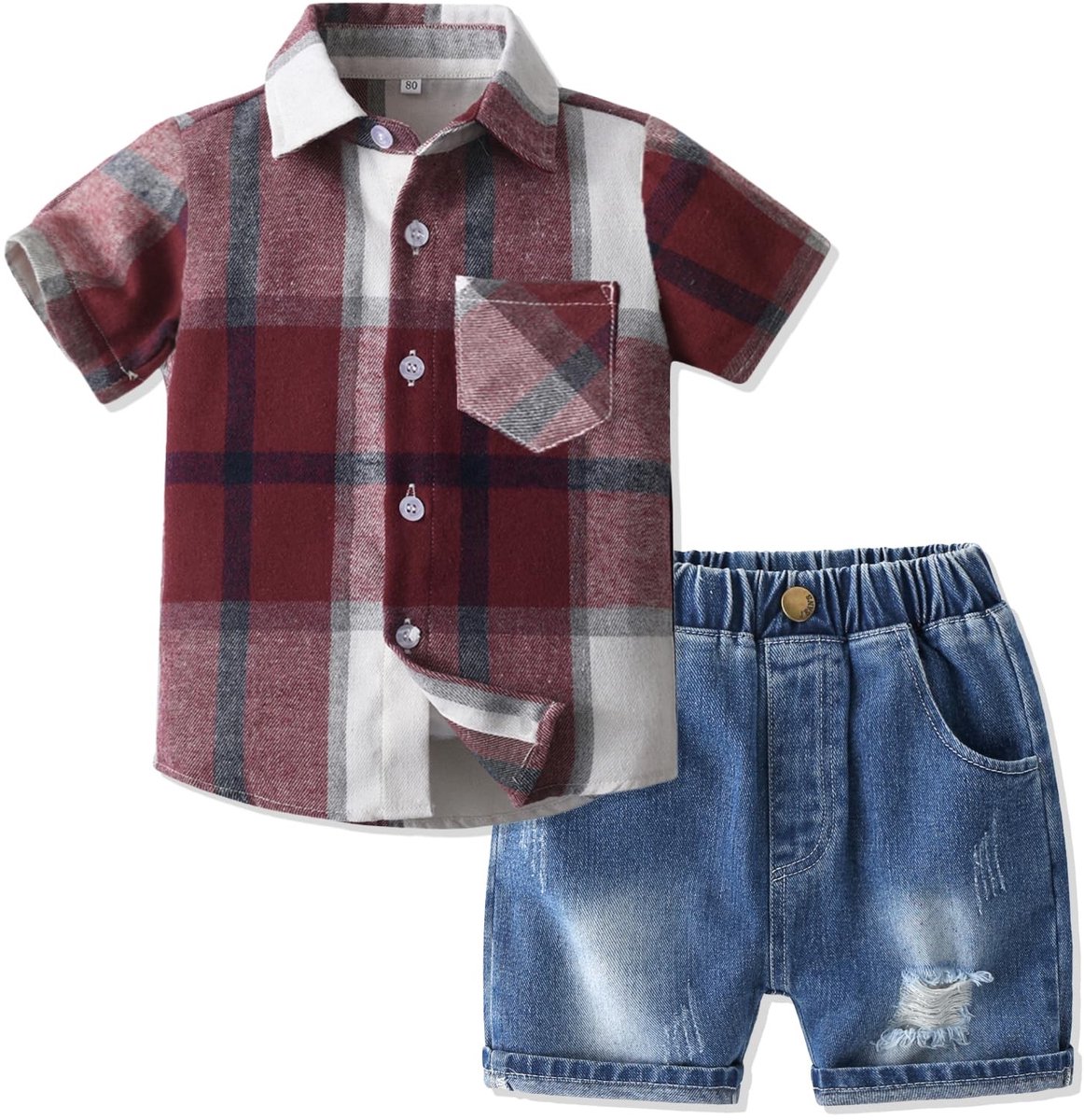 Omgoods - 2-delige Baby Kleding Set met Korte Mouwen en Jeans