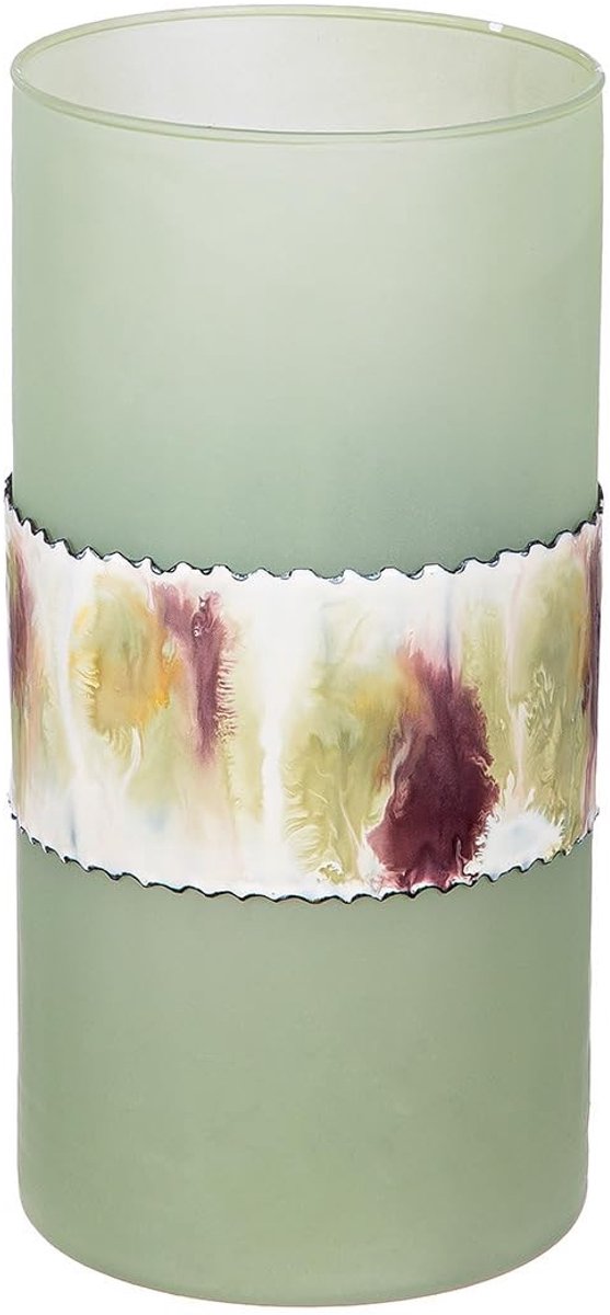Omgoods - Decoratieve Glazen Vaasje Cilinder 25.5 cm Groen Matt