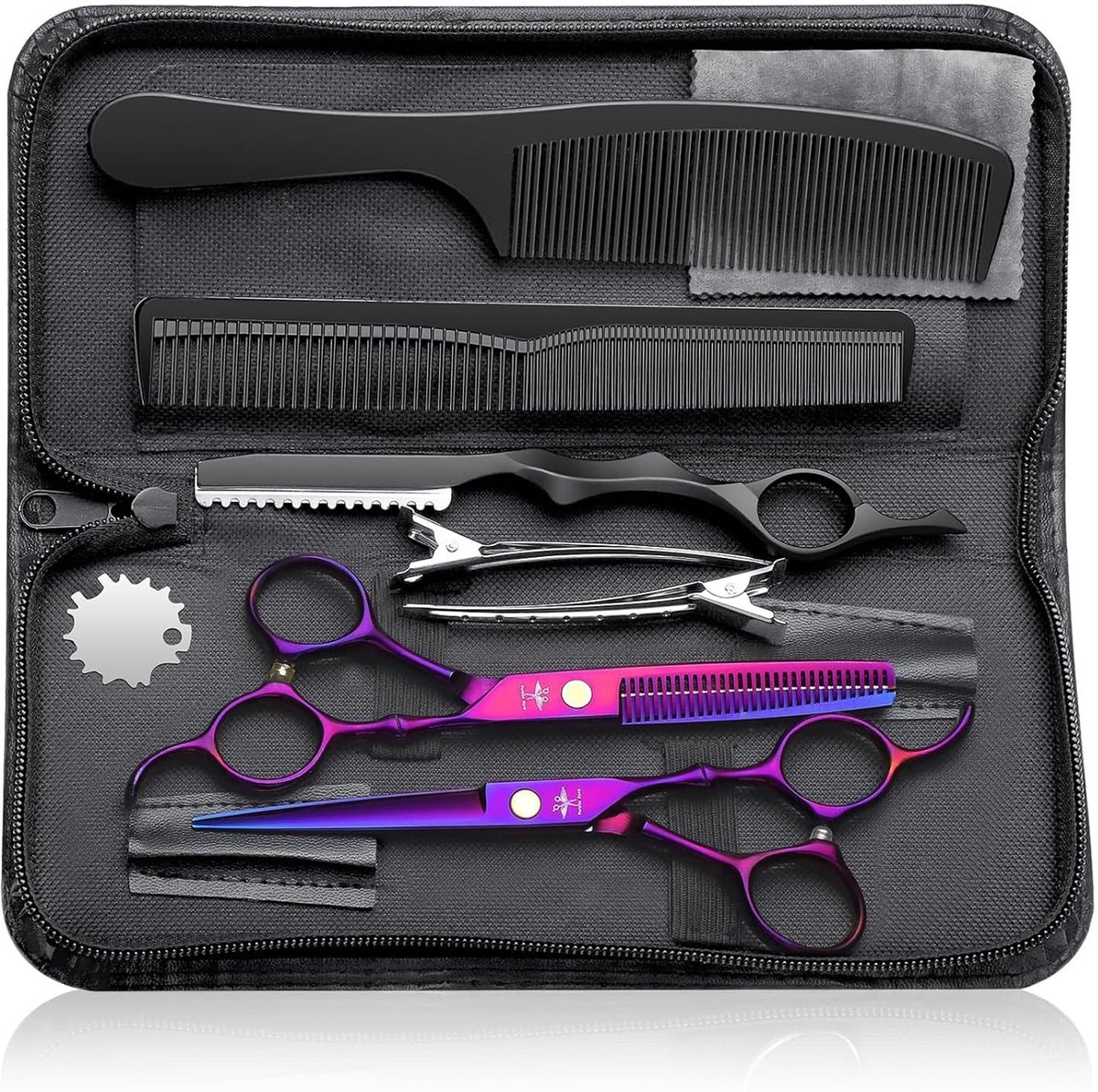 Omgoods - Purplebird Professionele Kappersschaar Set van 10 Stuks - Violet