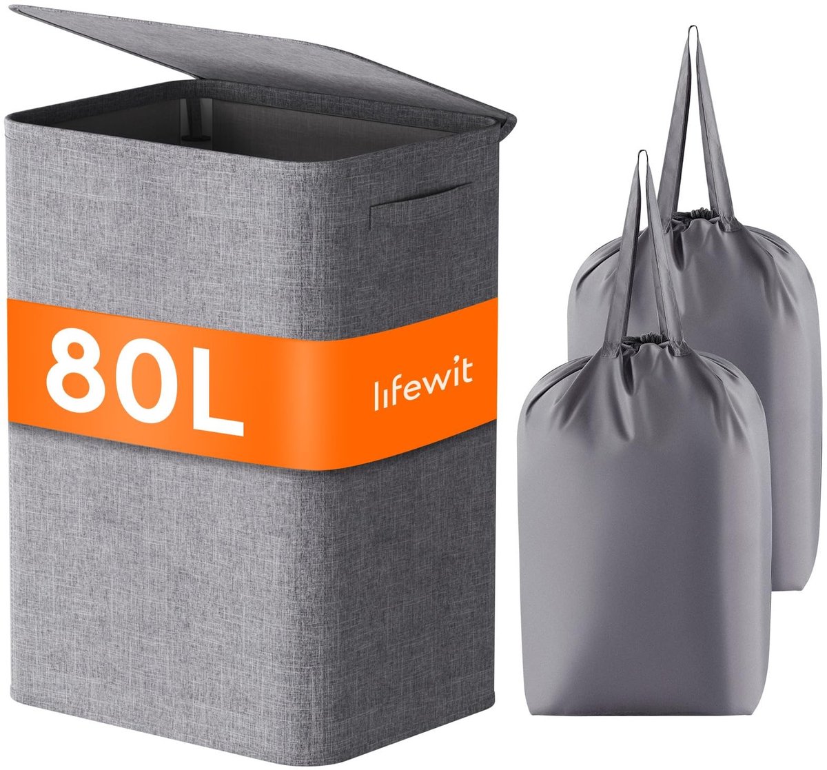 Omgoods - Grote 80 L Wasmand met Deksel en Handvatten