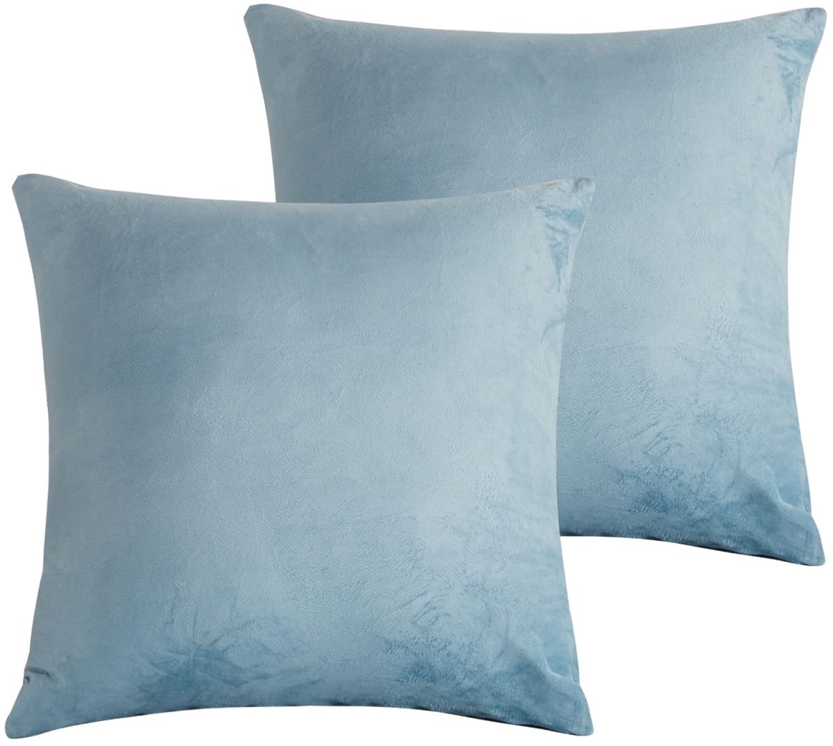 Omgoods - Set van 2 Flanellen Kussenslopen 80 x 80 cm Lichtblauw