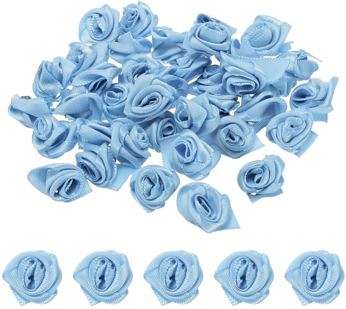 Omgoods - Set van 50 Mini Satin Rozen voor DIY Creaties