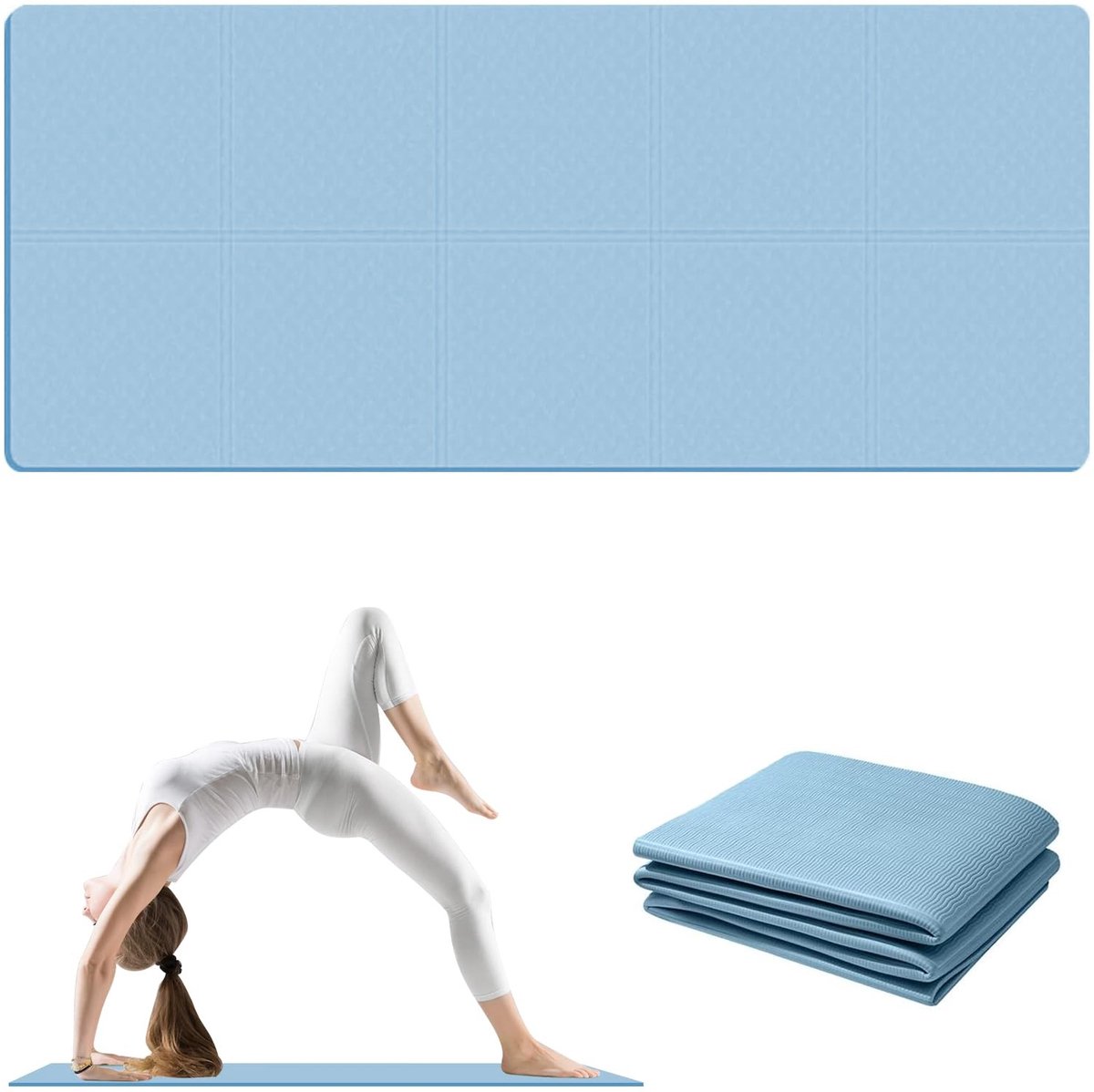 Omgoods - Gymnastiekmat met Antislip - Ideaal voor Fitness, Pilates en Yoga - 183 x 61 cm - Blauw