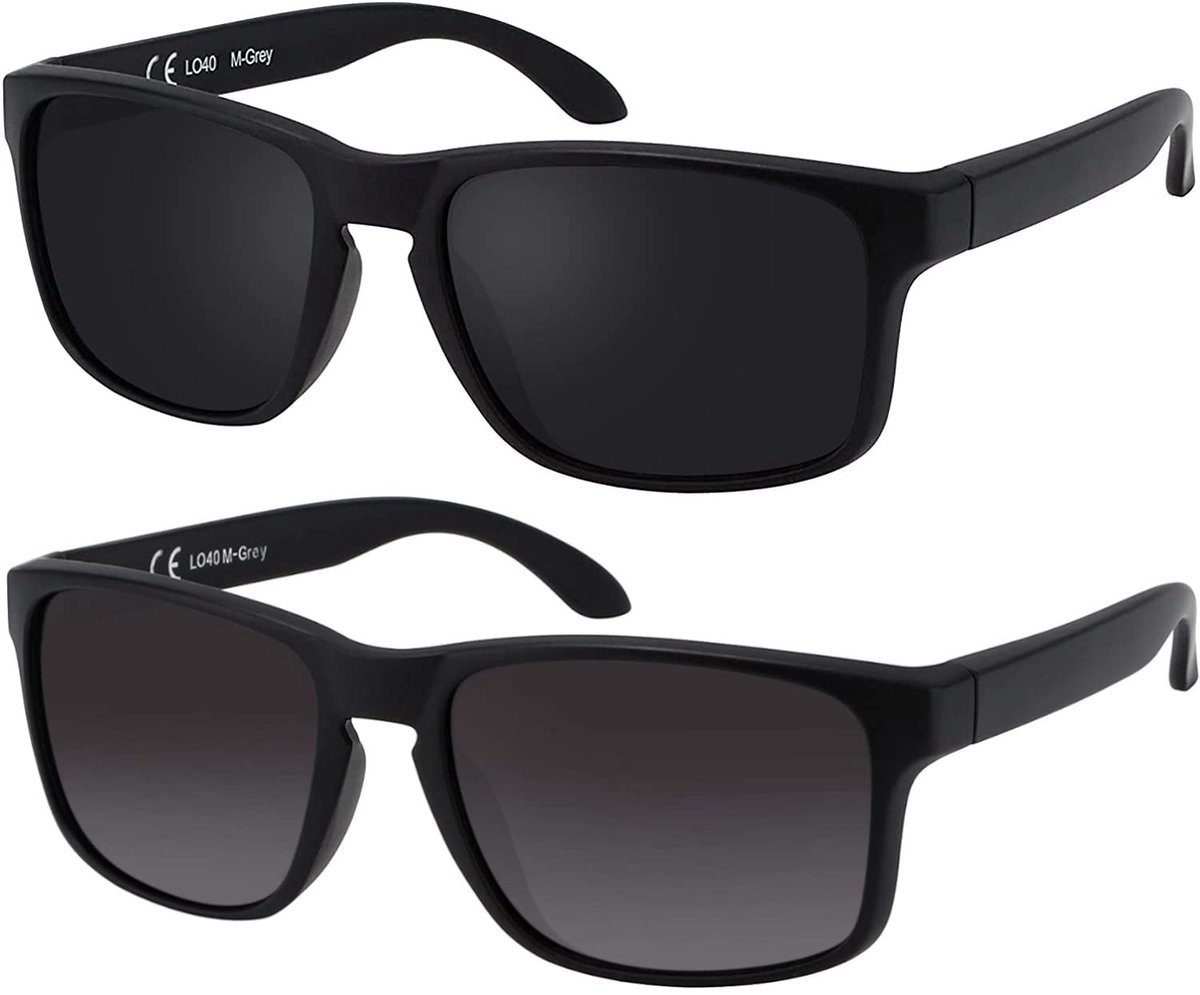 Omgoods - Set van 2 Sportieve Zonnebrillen UV400 CAT3 met Opbergtas