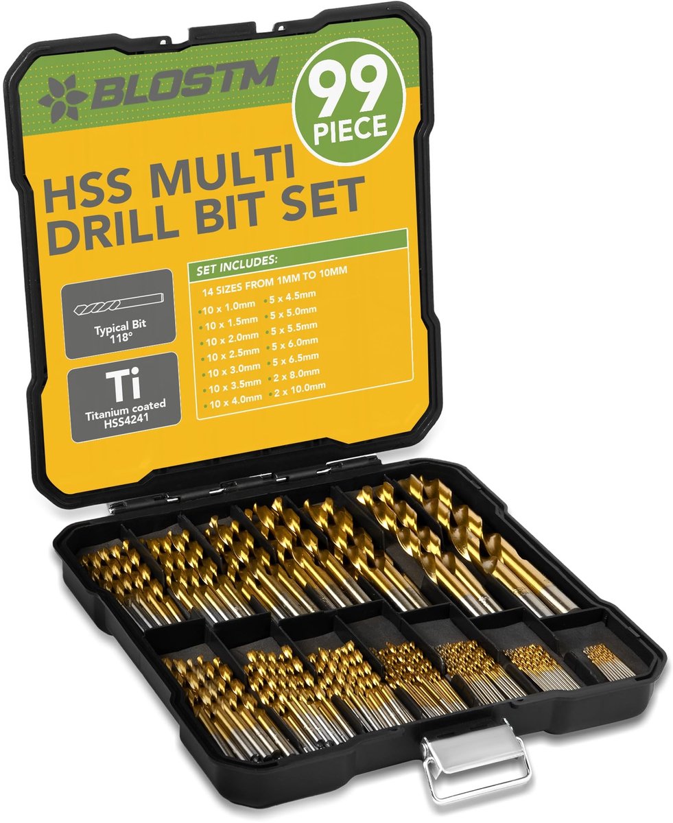 Omgoods - 99-delige HSS Boorsets, Titanium Gecoat voor Diverse Materialen