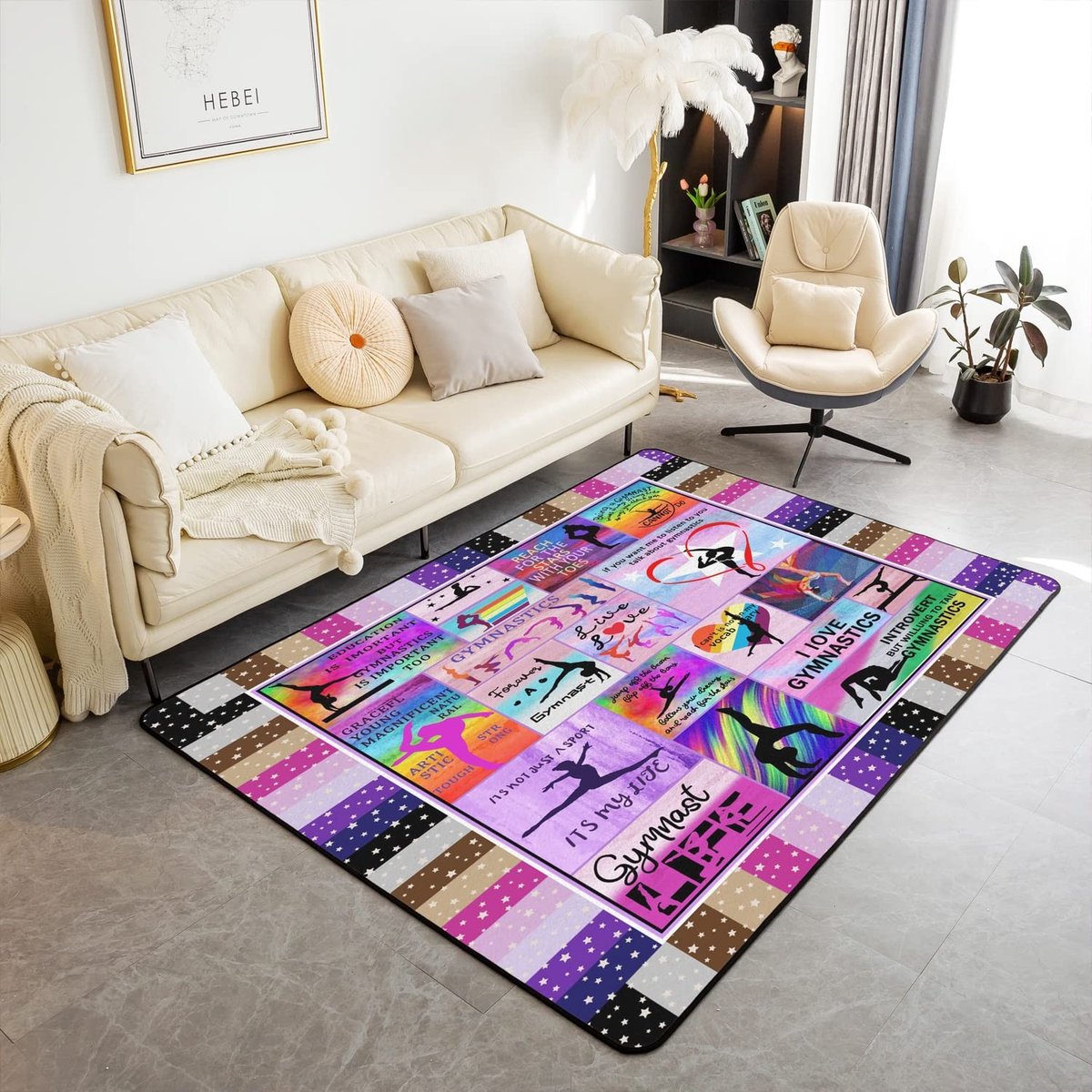Omgoods - Kleurrijk Gymnastiek Tapijt 100 x 150 cm voor Kinderen