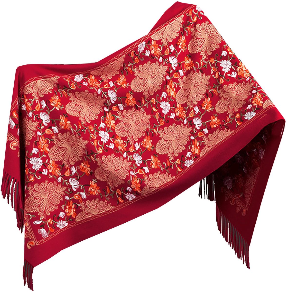 Omgoods - Pashmina Sjaal van Zachte Wol met Bloemmotief