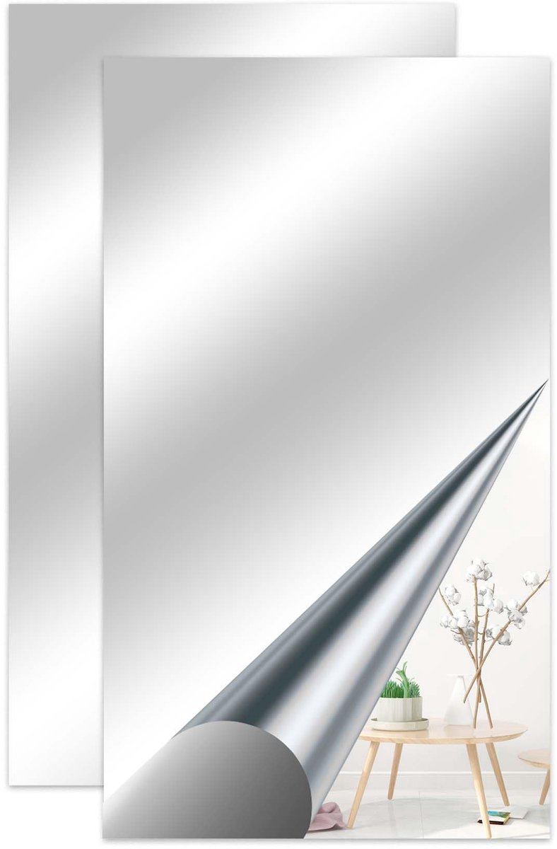 Omgoods - Set van 2 Zelfklevende Wandspiegels 70 x 40 cm