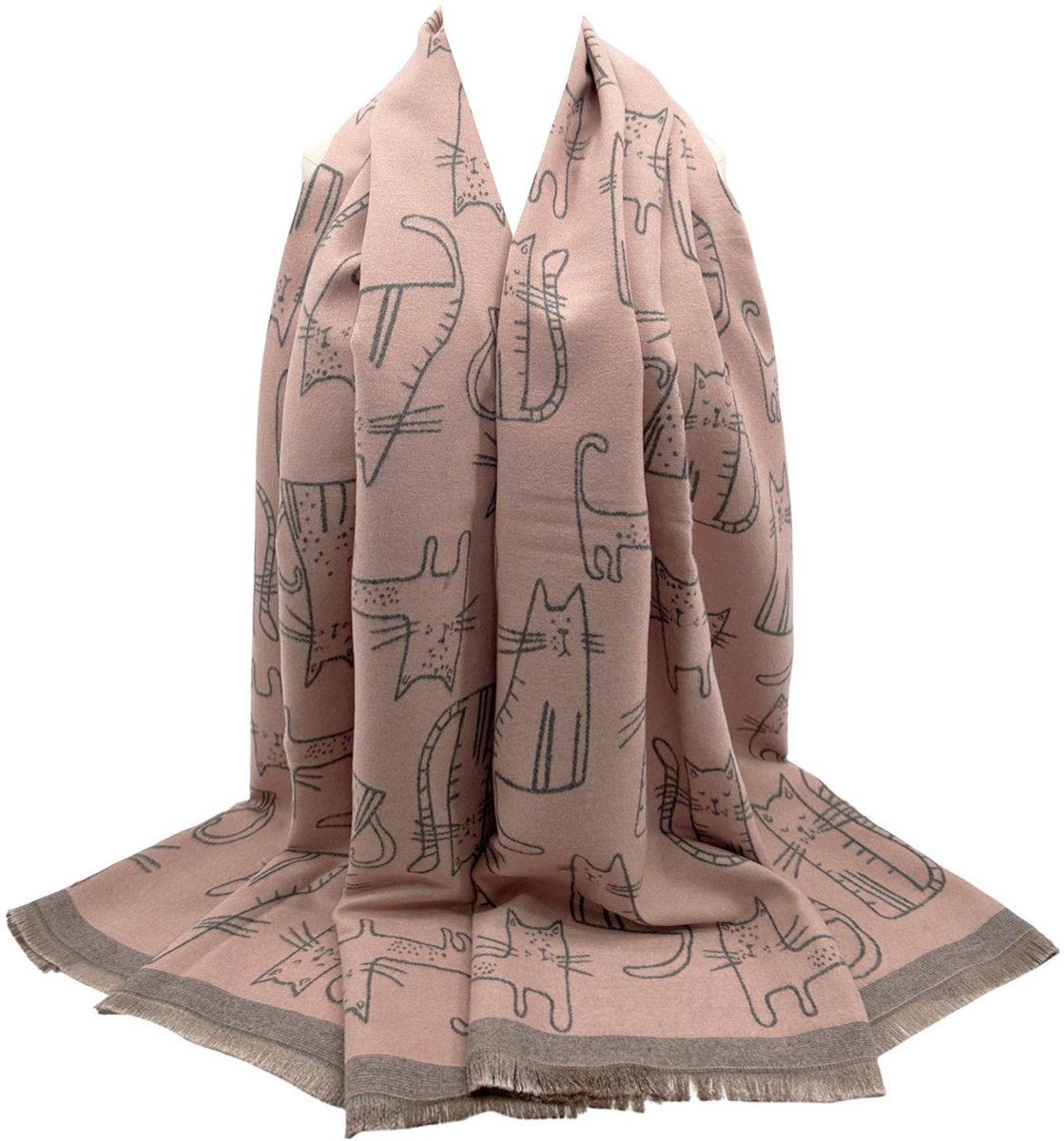 Omgoods - Pashmina Sjaal met Kattenprint voor Herfst en Winter