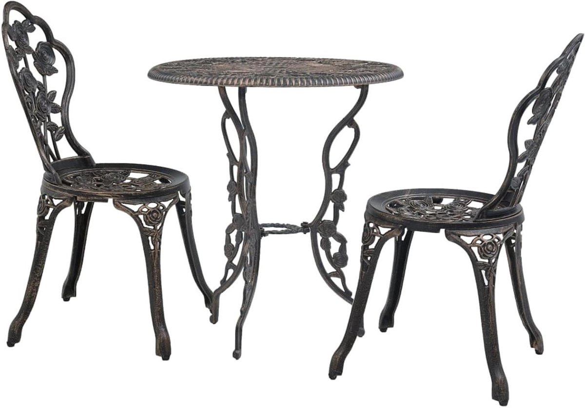 Bistroset 3-delig - Terrasmeubelen Tuinset - Buiten Dineren - Gegoten Aluminium - 1 Tafel 2 Stoelen - Wit