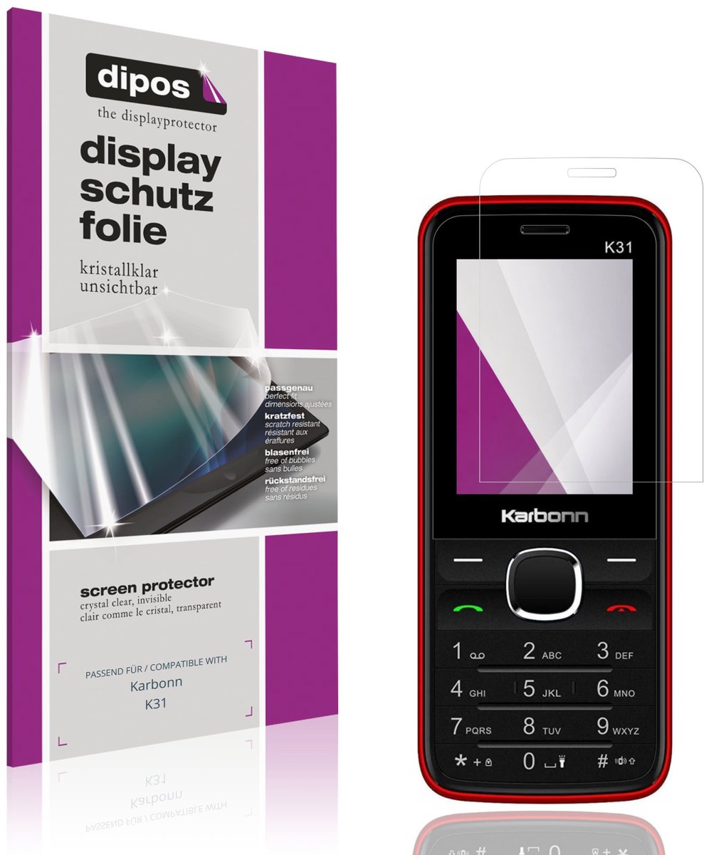 dipos – 4x Beschermfolie geschikt voor Karbonn K31 | Krasbestendige & heldere Screenprotector Ultra-Thin