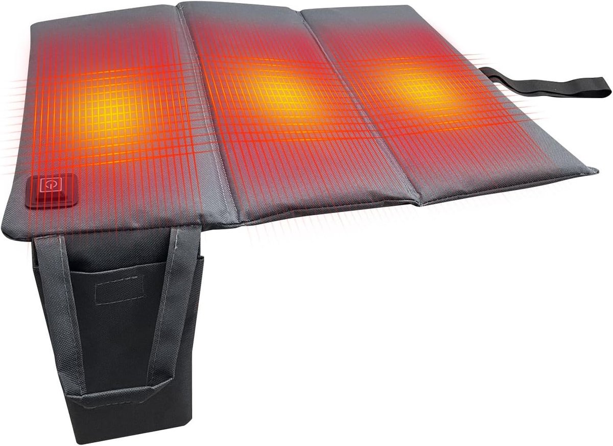 Verwarmd kampeerkussen, verwarmde stoel speciaal voor tribunes, 3 temperatuurstanden, instelbaar van 122℉ tot 149℉, opvouwbaar en draagbaar USB-verwarmingskussen.