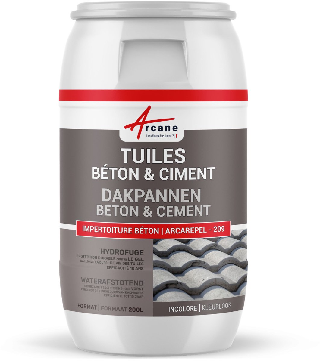 Kleurloze waterafstotende waterdichtingslaag voor daken van beton cement: ARCAREPEL - 209