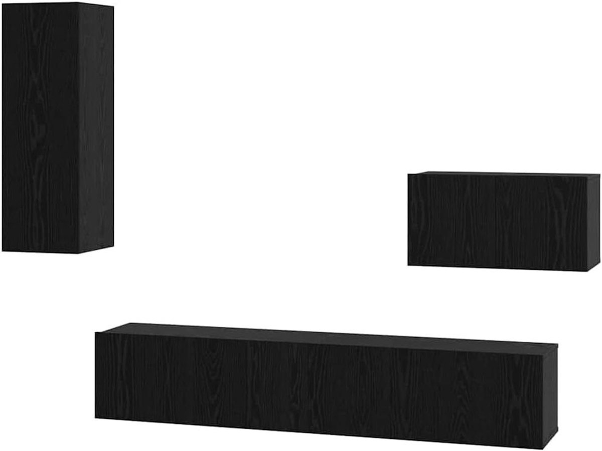 Tv-kast - Mediameubel Wandkast - Opbergen Woonkamer - Modulair Kubusrek - 160 x 30 x 30 cm - Zwart Eikenlook