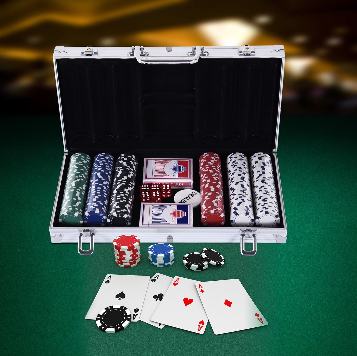 COVREO Pokerset 38x20,5x6,5 cm multicolor, aluminium koffer met 300 chips