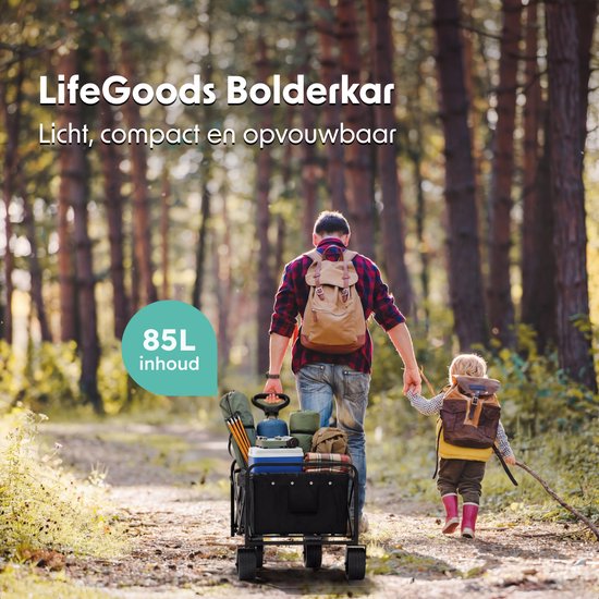 LifeGoods Bolderkar - Opvouwbaar - 80KG Draagkracht - 94L - Wasbaar Polyester - Zwart van LifeGoods — afbeelding 2
