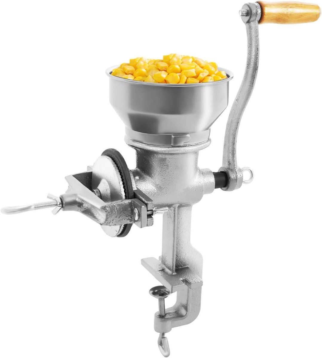 Handmatige Graanmolen - Koffiemolen Moutmolen - Granen Malen - Instelbare Maalgraad - 0.5 kg Capaciteit - Zilver
